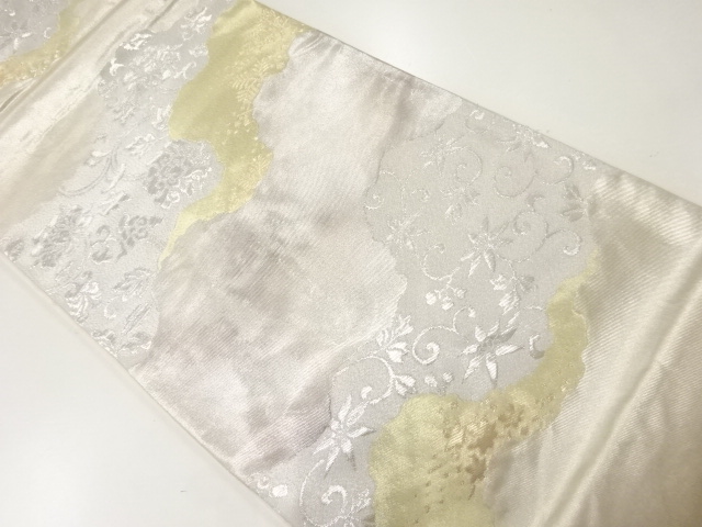 JAPANESE KIMONO / ANTIQUE FUKURO OBI / SILK / WOVEN FLORAL ARABESQUE